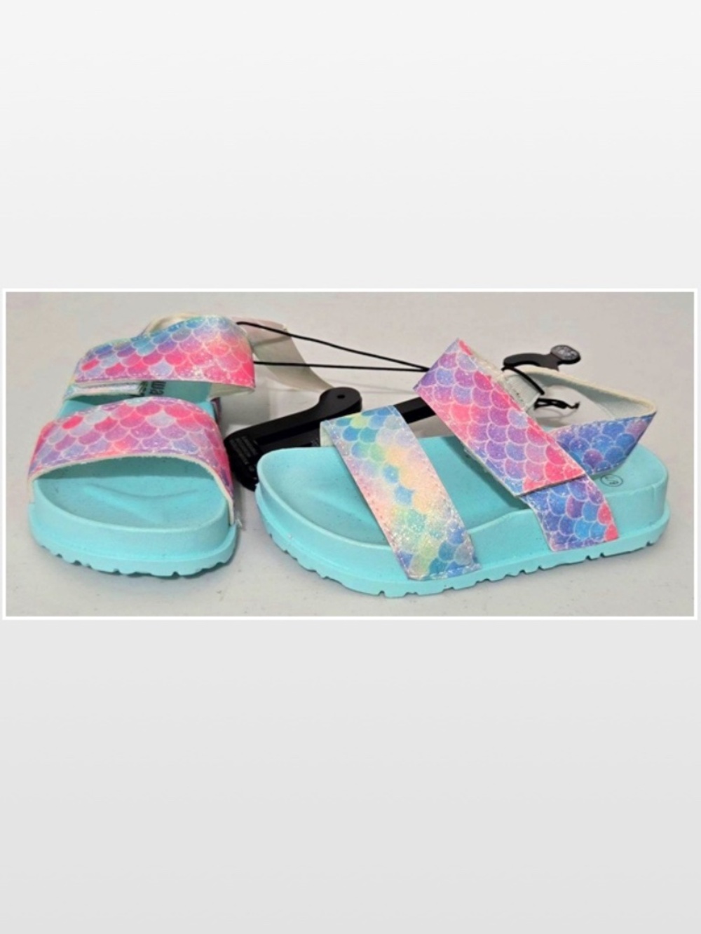 New Wave Zone Sandals Girls Size 6 7 Purple Mermaid Glitter Kids Shoes NWT